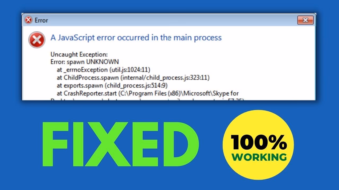 How to fix a Javascript error occurred in the main process?