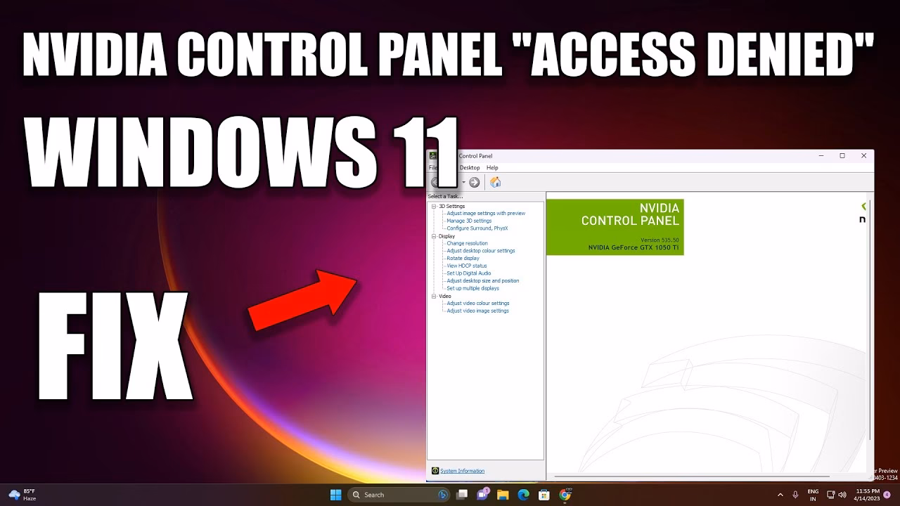 How to fix Access Denied error for NVidia Control Panel?