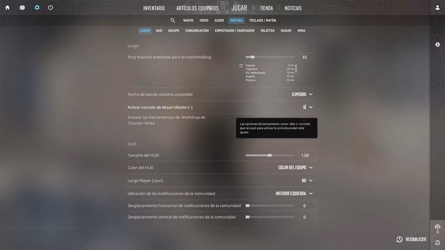 ¿Cómo abrir la consola de CS GO?