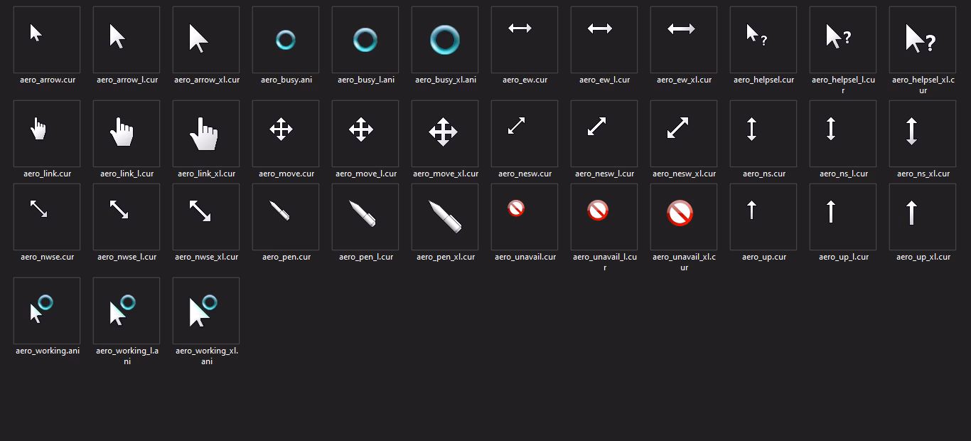 How many cursors does Aero cursors have?