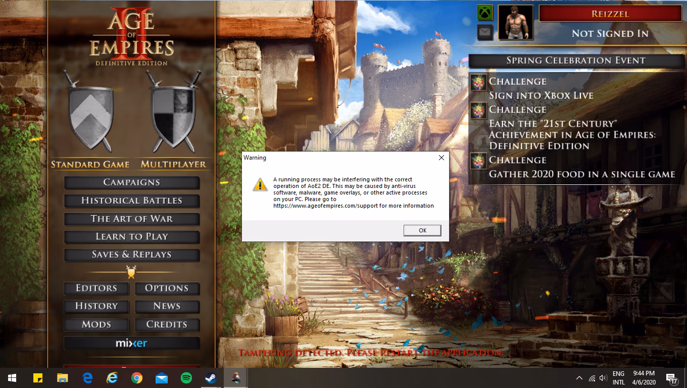 How do I report a problem in age of Empires II?