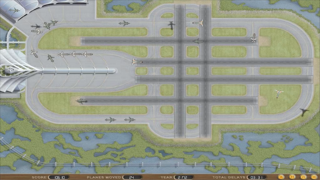 What is the theme of airport Madness Time Machine?