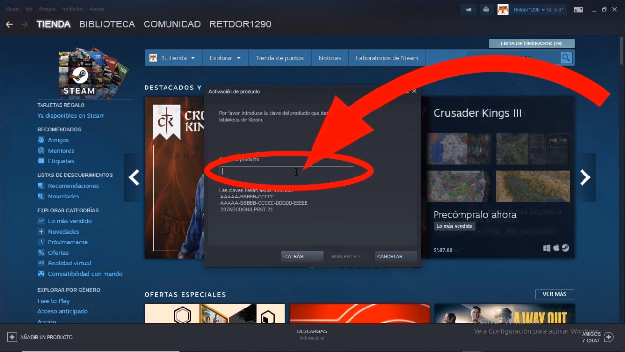 ¿Cómo activar un producto en Steam o añadir un juego que no es de Steam?