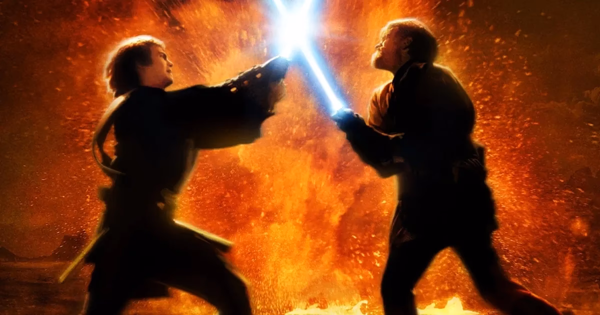 How do Anakin and Palpatine look at Obi-Wan?