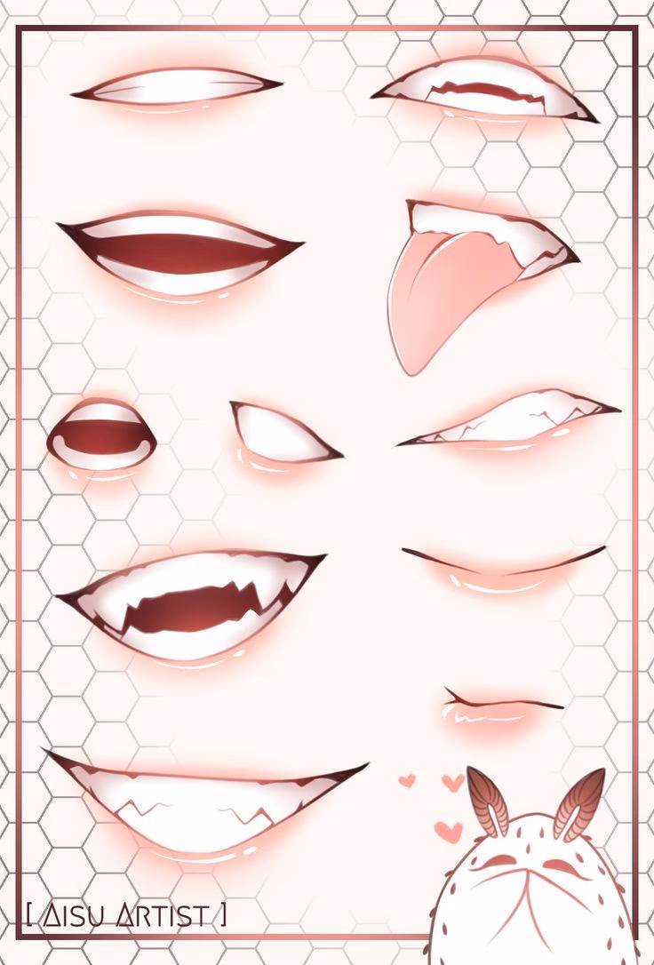 How to draw lips on an anime style mouth?
