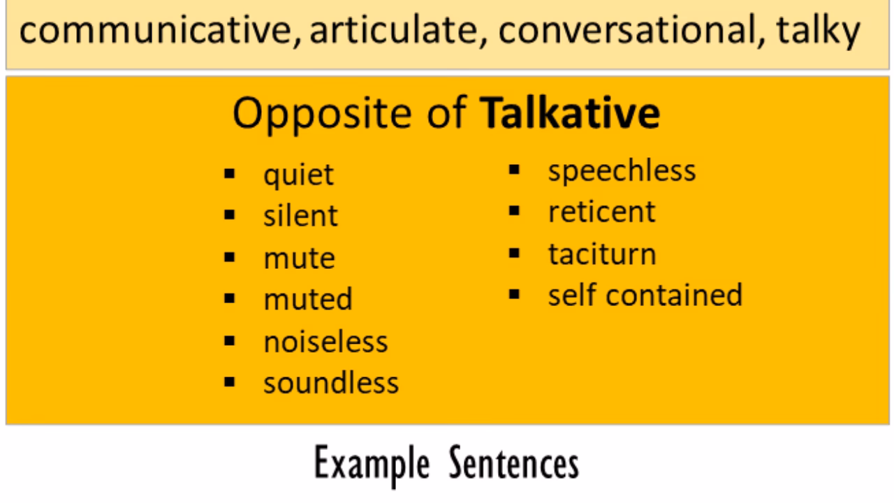 What is another word for being not talkative?