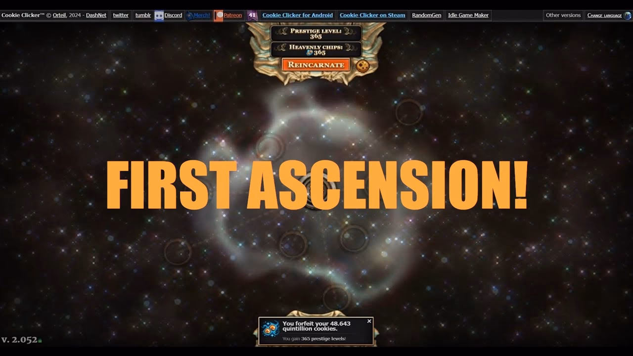 What happens if you ascend in Cookie Clicker?