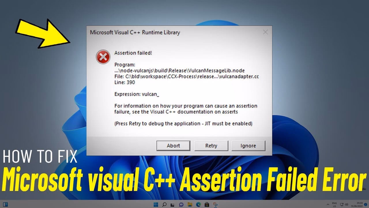 What does assertion failed mean in C++?