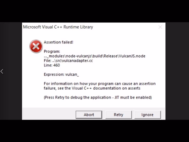 What does assertion failed mean in C++?