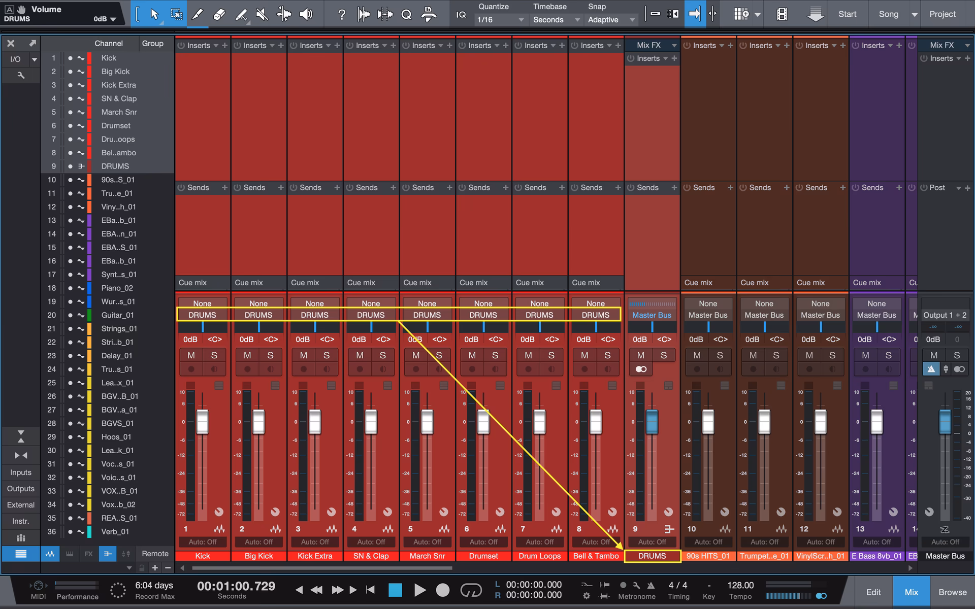What is a bus in audio engineering?