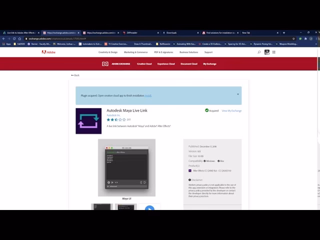How do I install a live link in Adobe After Effects?
