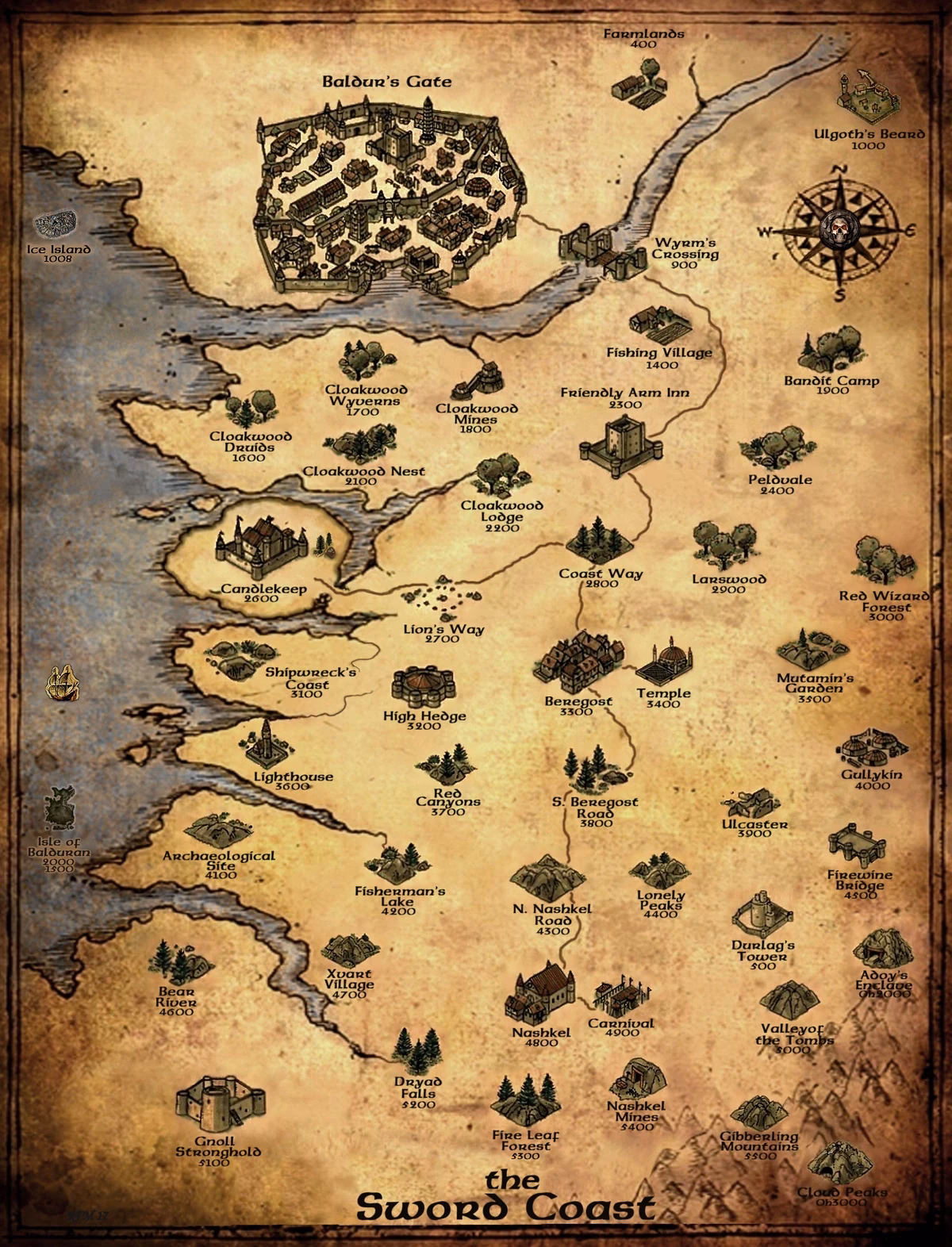 How many areas are there in Baldur's gate?