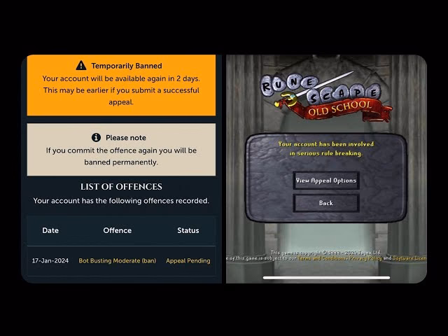 How many Old School RuneScape accounts have been banned?