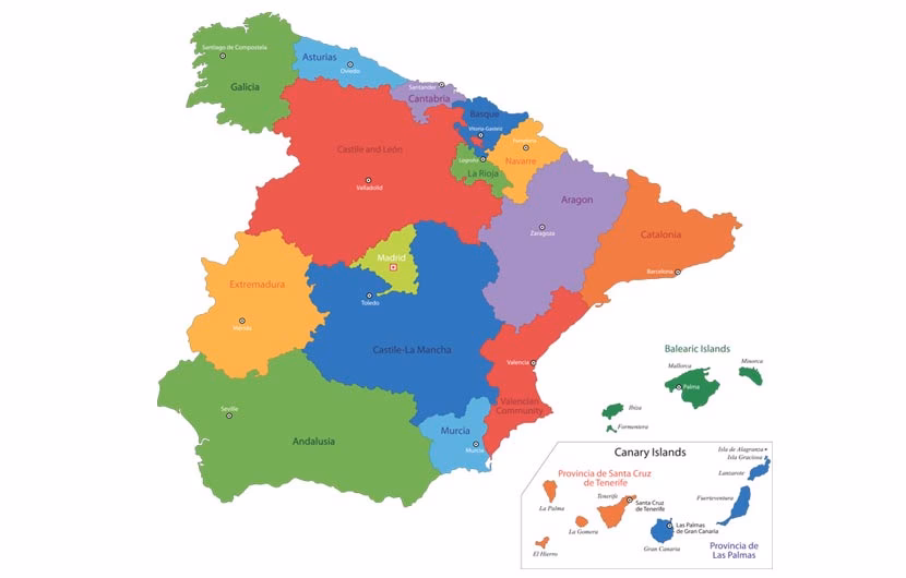 What are the dimensions of the Spain map?