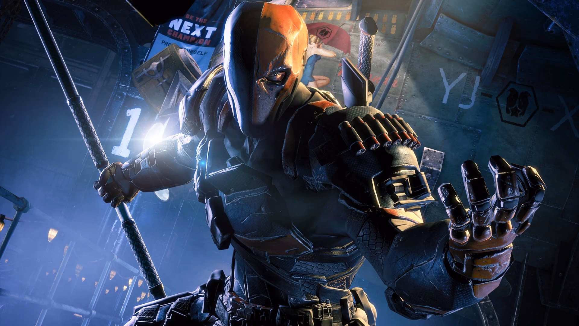 Can Deathstroke attach Batman to an explosive tank?