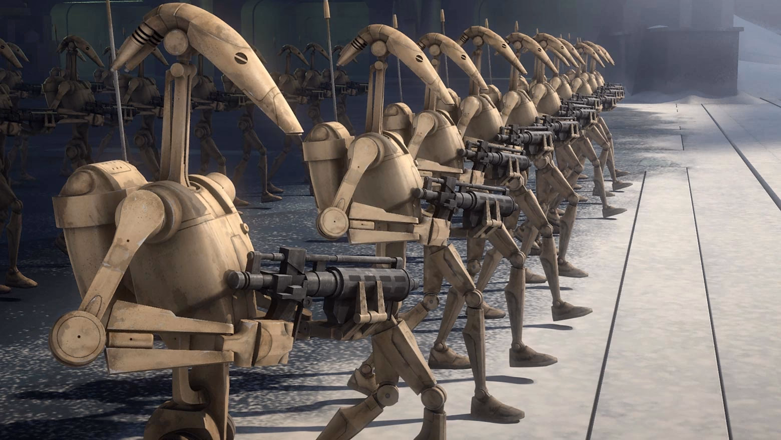What happened to the B1 droids in the Clone Wars?