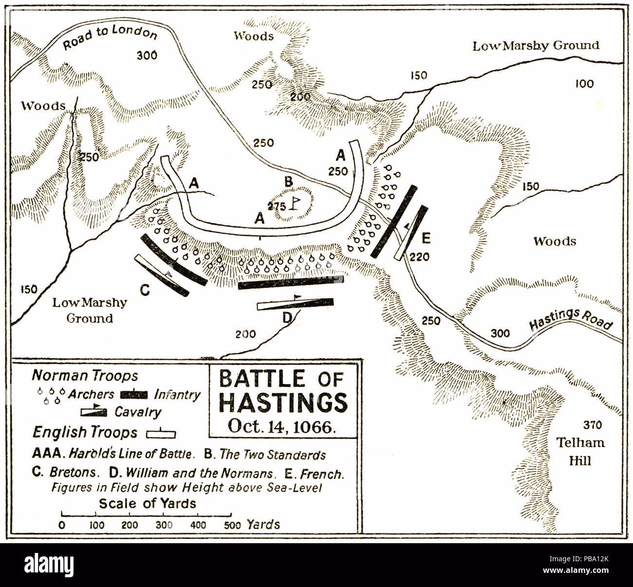 Which map shows the Battle of Hastings?