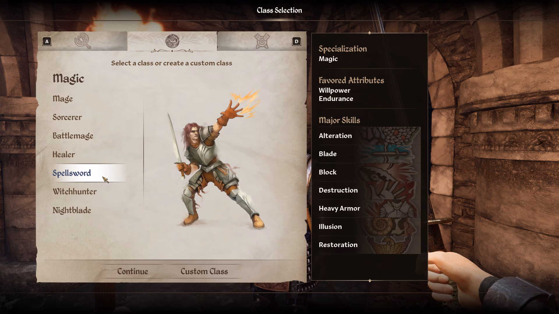 What is the magic class in Oblivion remastered?