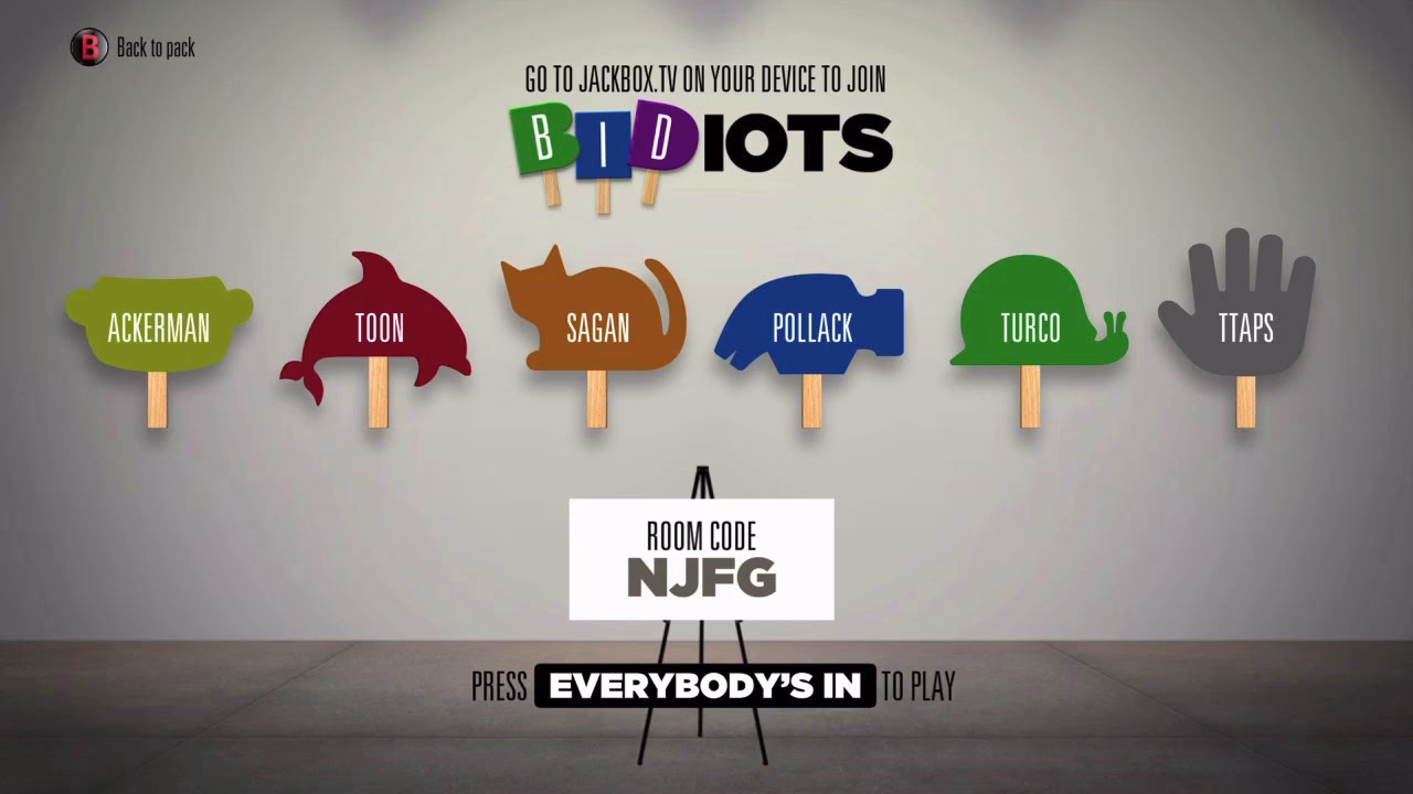 What is bidiots in Jackbox Party Pack 2?
