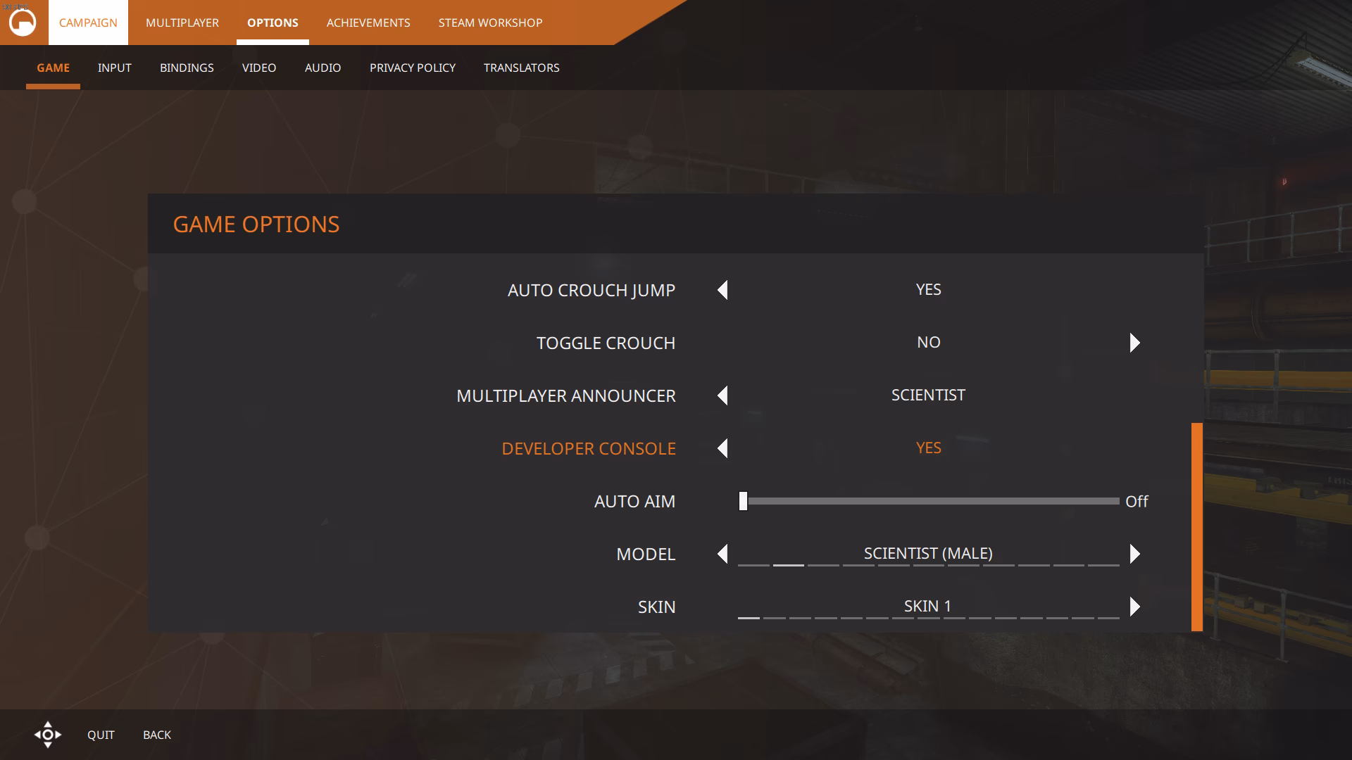 How do I enable controller / gamepads in Black Mesa?