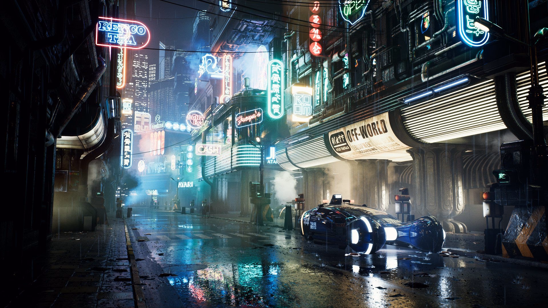 Does geisha walk the pathways of a neon-soaked future in Blade Runner?