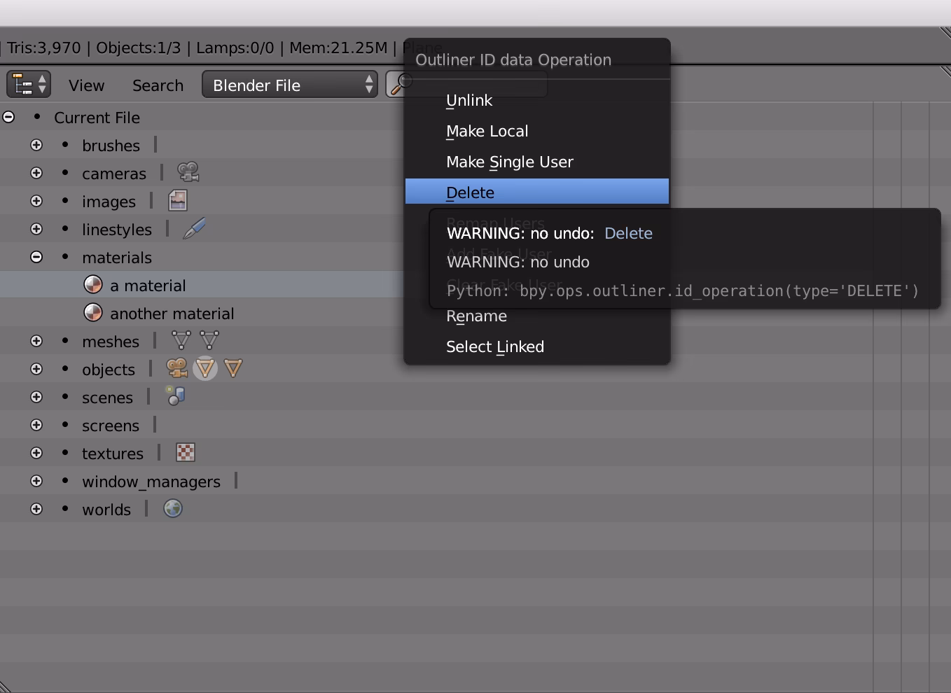 How do I delete a material?