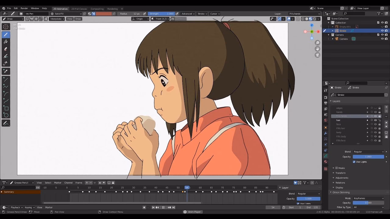 Does grease pencil combine 2D and 3D?