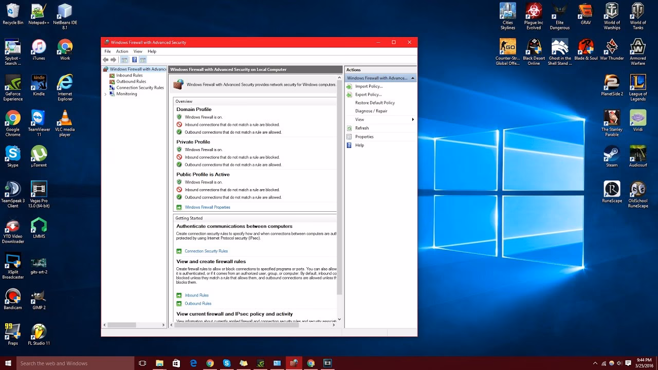 How to block incoming traffic in Windows Defender Firewall?