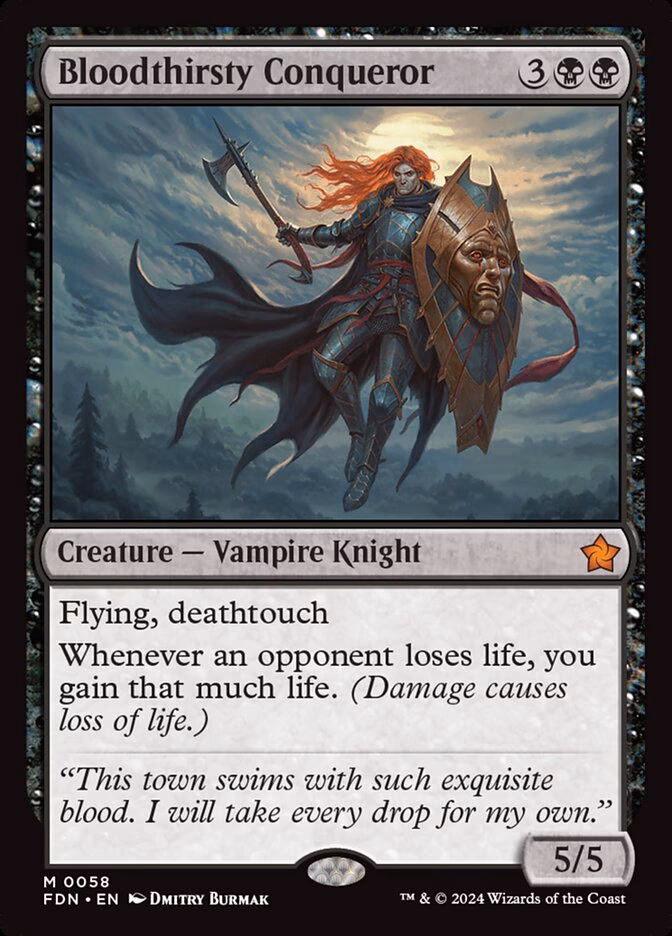 What happens if an opponent loses life in bloodthirsty Conqueror?