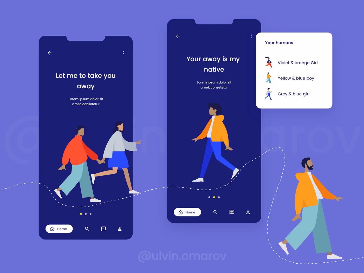 How many blue UI designs are there?