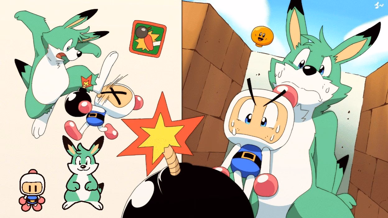 How does Bomberman meet Louie?
