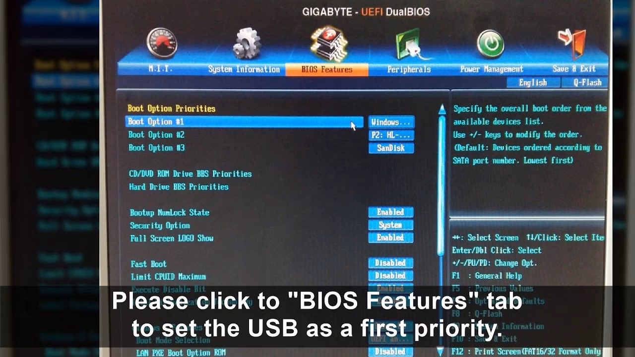 How to boot Windows & Linux Live USB in gigabyte motherboard?