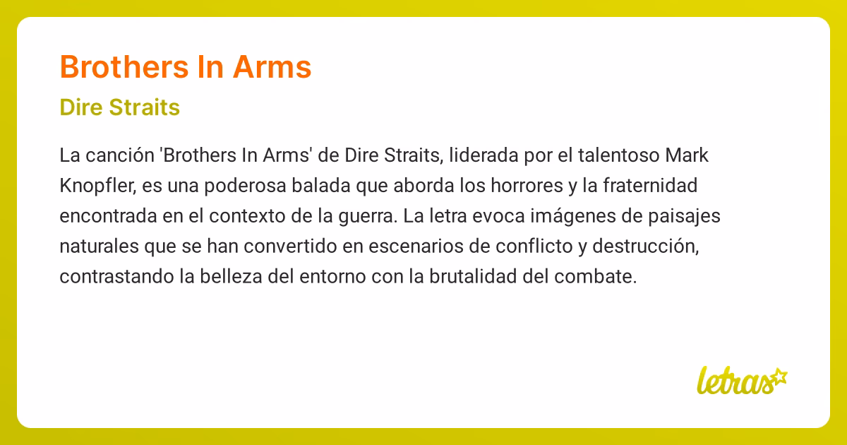 ¿Cuál es la letra de Brothers in Arms?