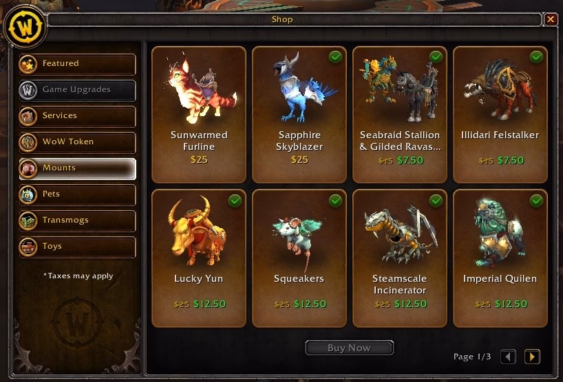 What mounts can I buy with cash?