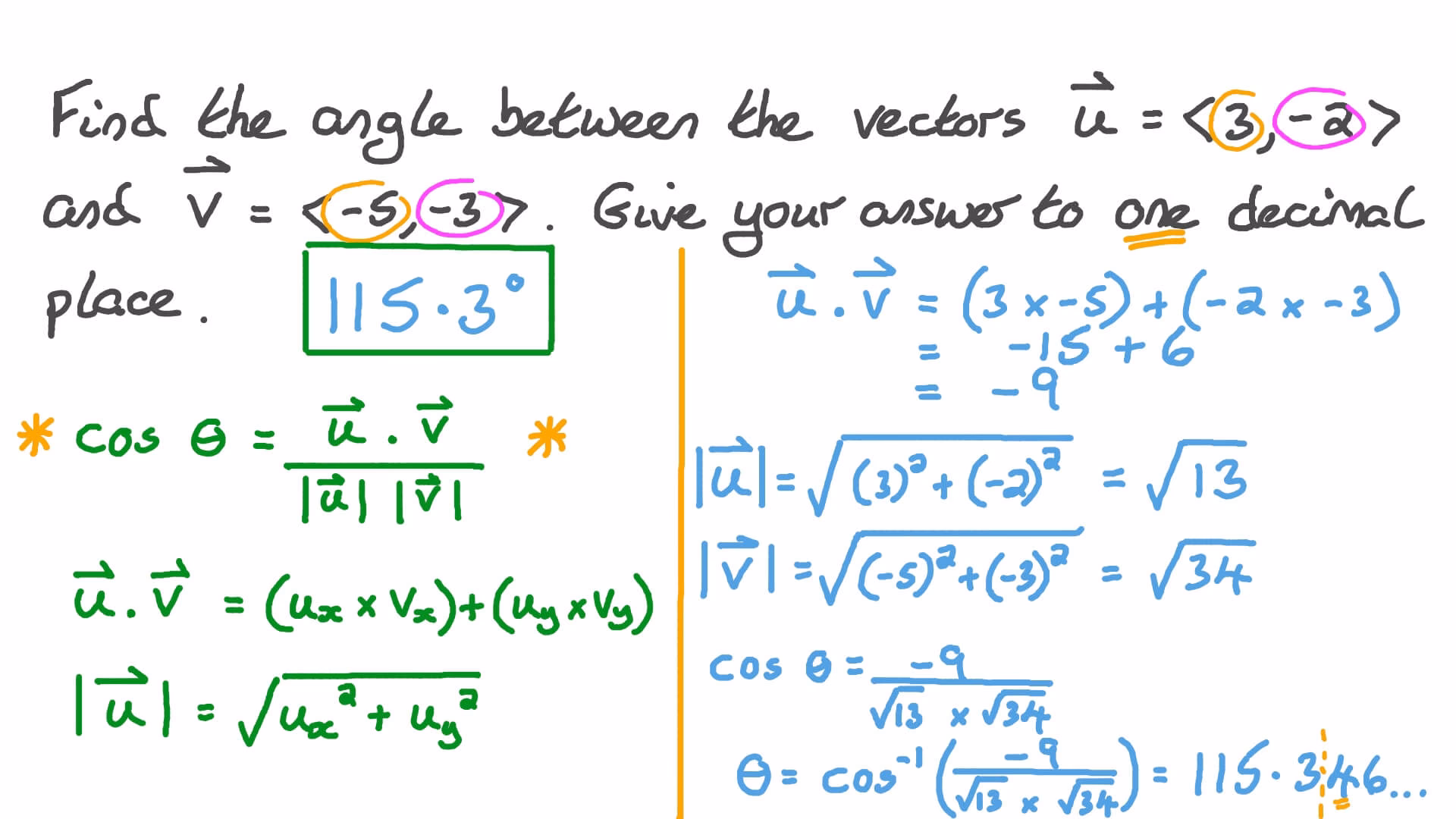How to find angle between two vectors?