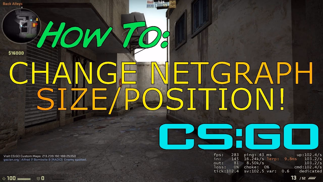 How do I change the size of a net graph in CSGO?