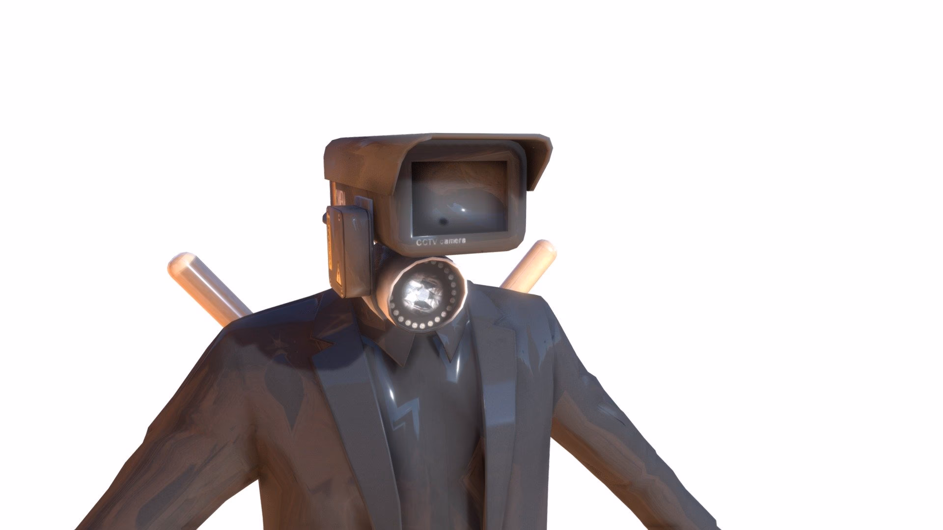 What does plungerman say to the large cameraman?