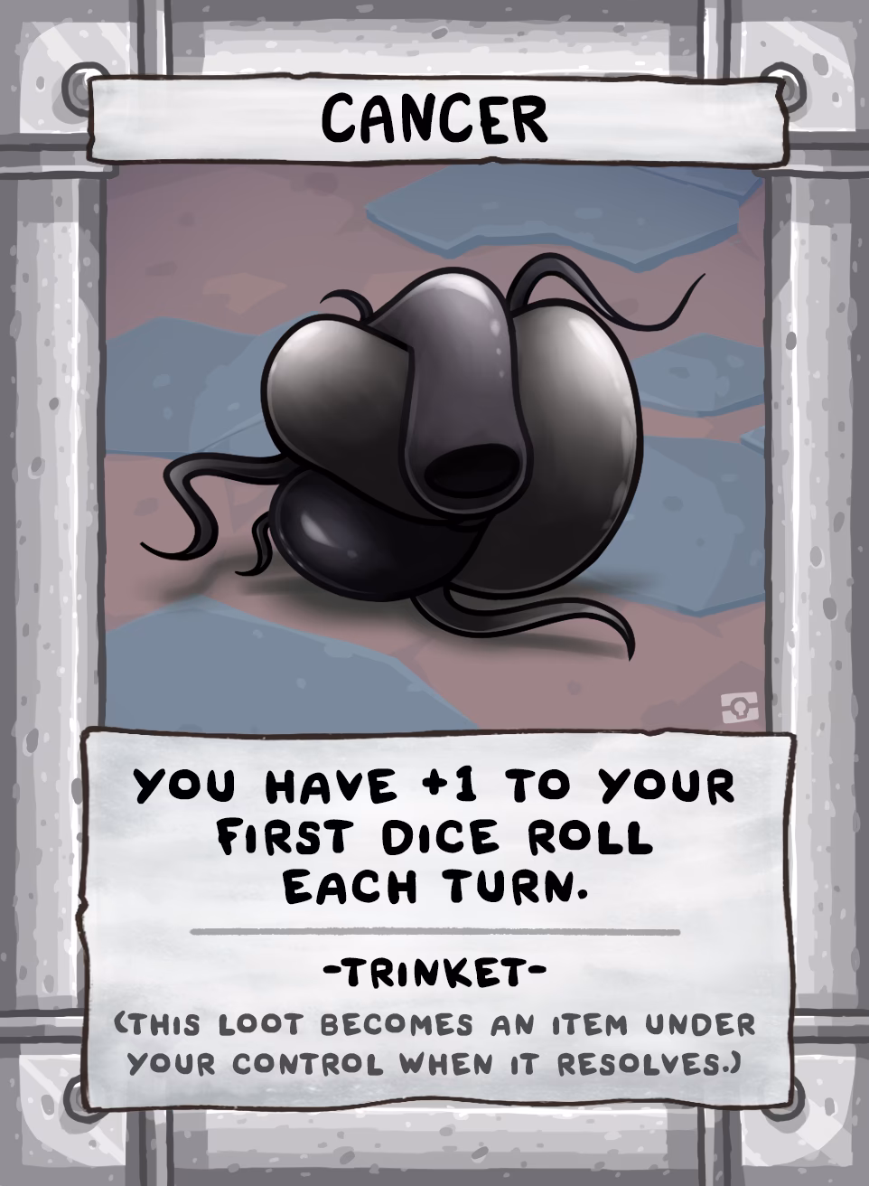 What does cancer look like in binding of Isaac Rebirth?