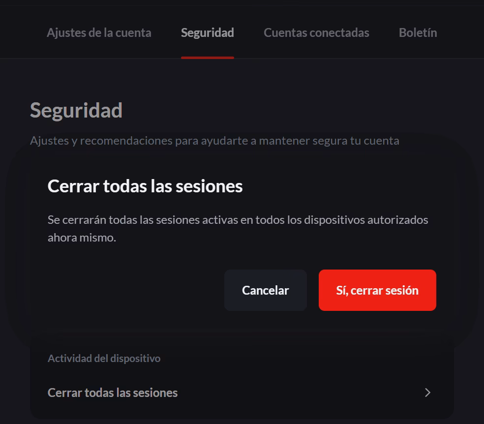 ¿Cómo cerrar sesión en un dispositivo?