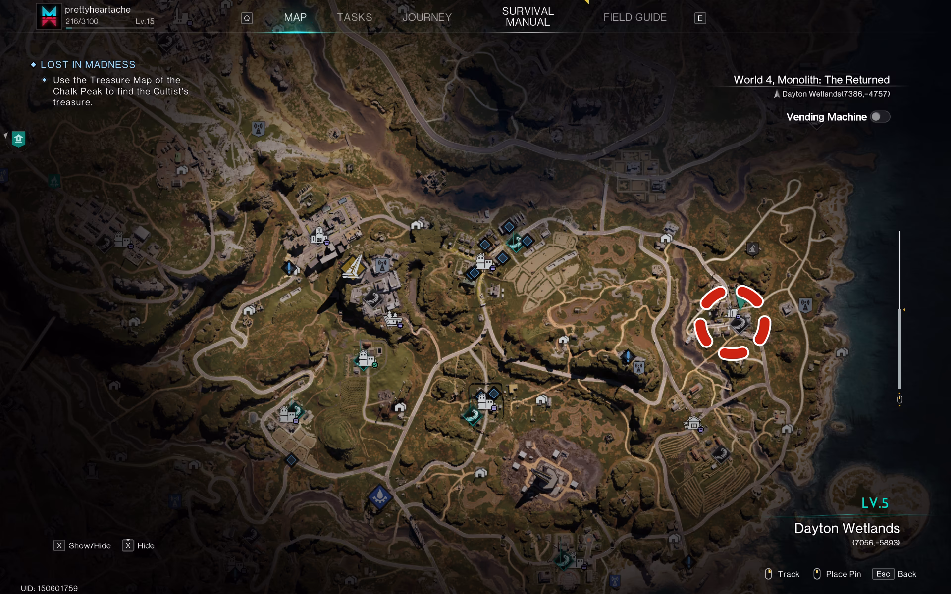 Where can I find polluted water in chalk peak?