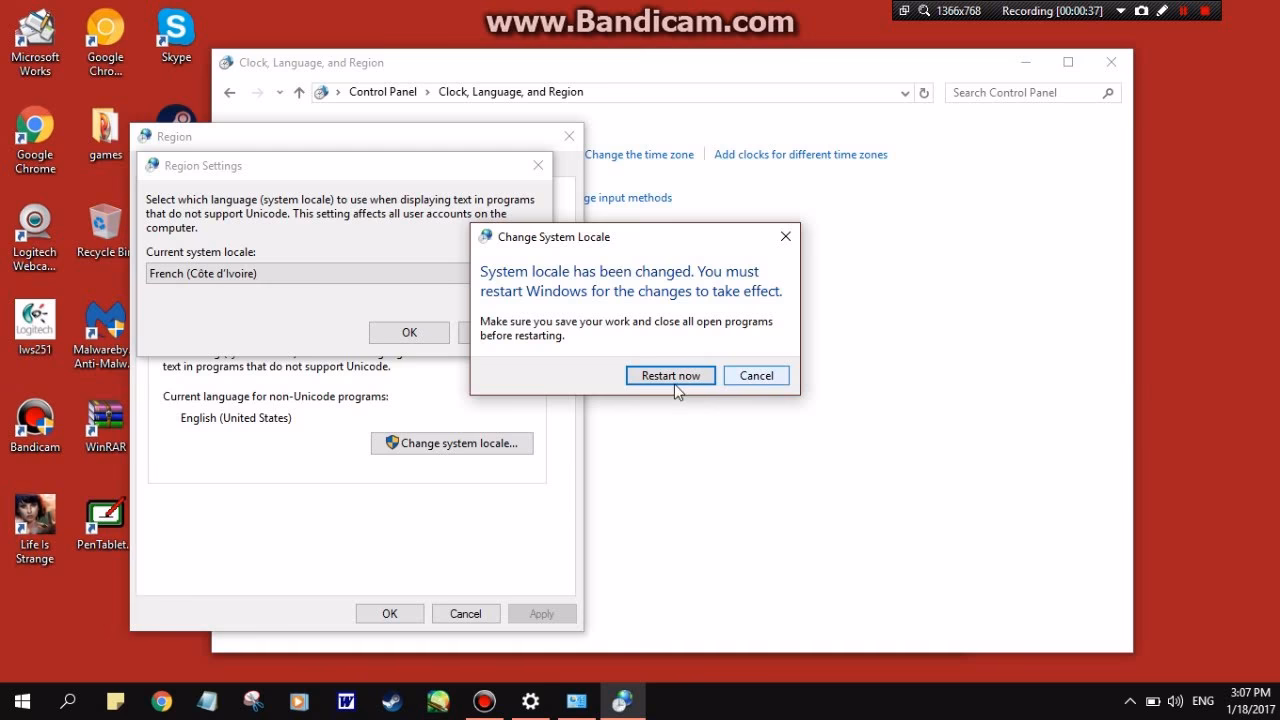 How to change system locale in Windows 10?