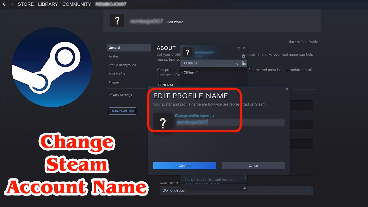 How to change Steam user name?