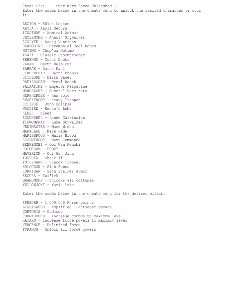 How do I redeem codes in Star Wars The Force Unleashed?