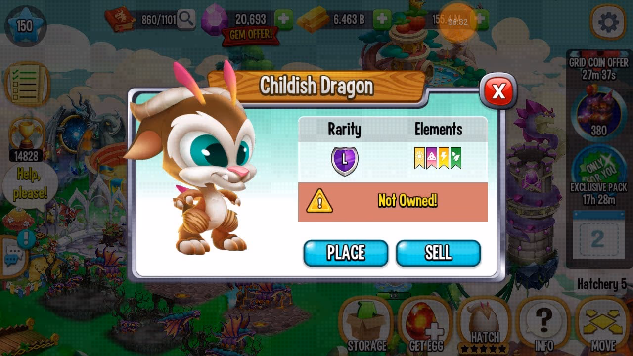 What is a childish dragon in Dragon City?