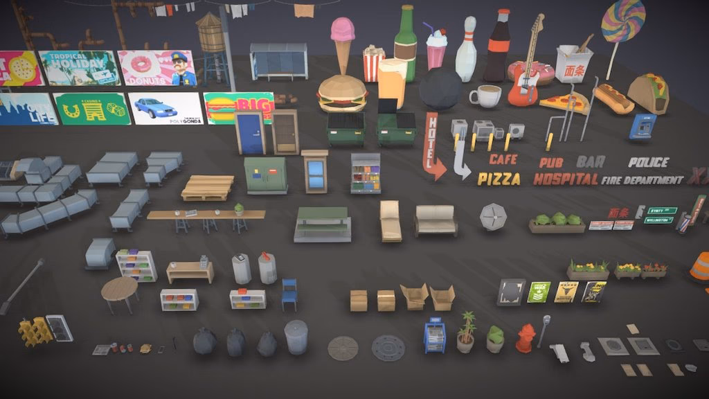 Are City-props 3D models free?