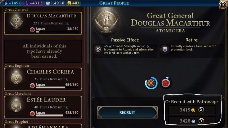 What does a great general do in Civilization VI?