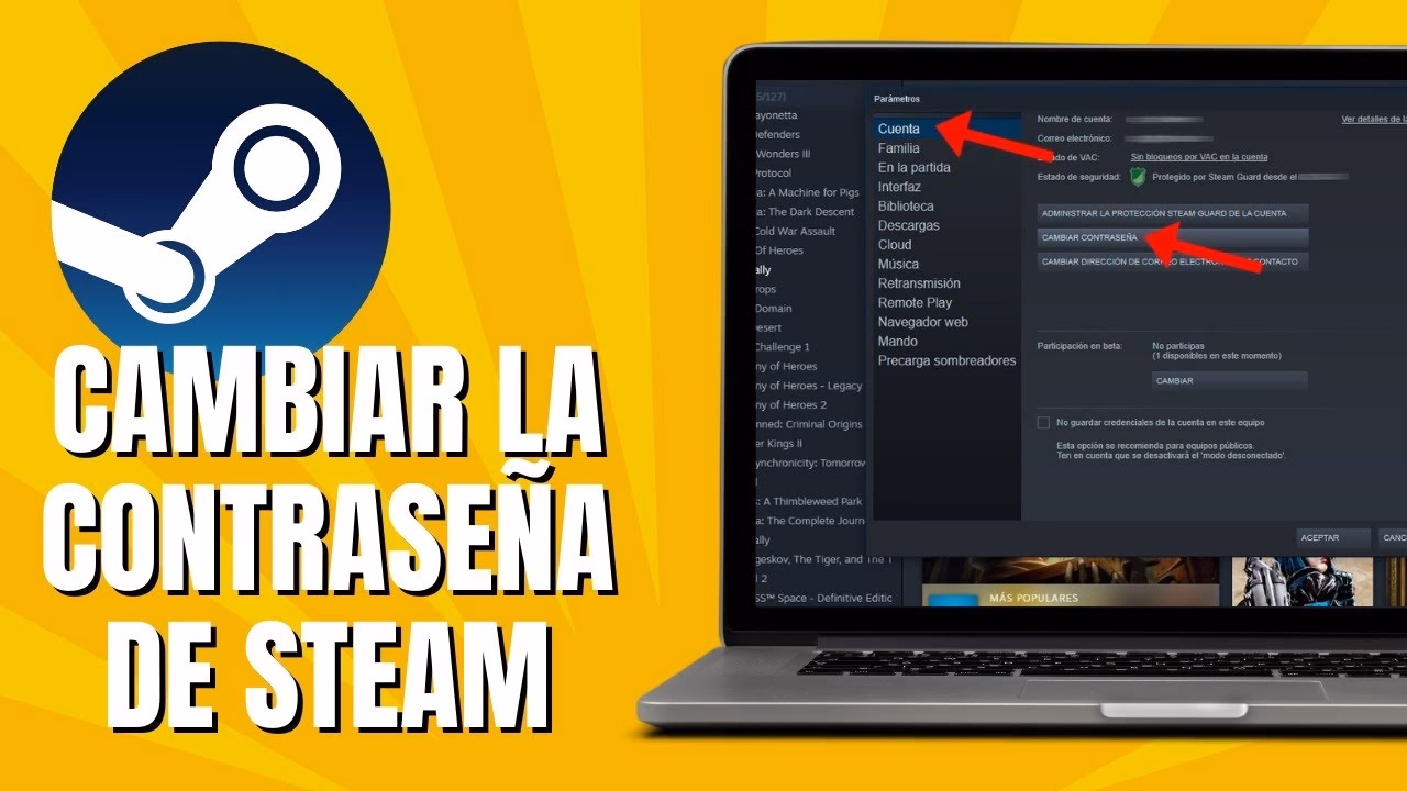 ¿Cómo cambiar la contraseña de Steam?