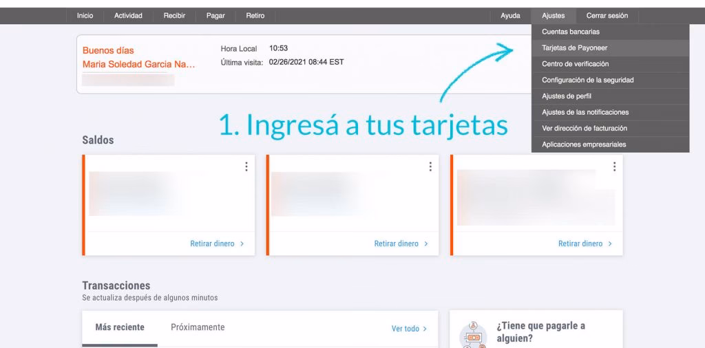 ¿Es necesario tener la tarjeta Payoneer En casa para recibir pagos?