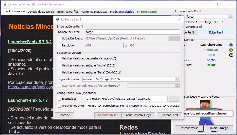 ¿Cómo activar Java en Minecraft Launcher Fenix?