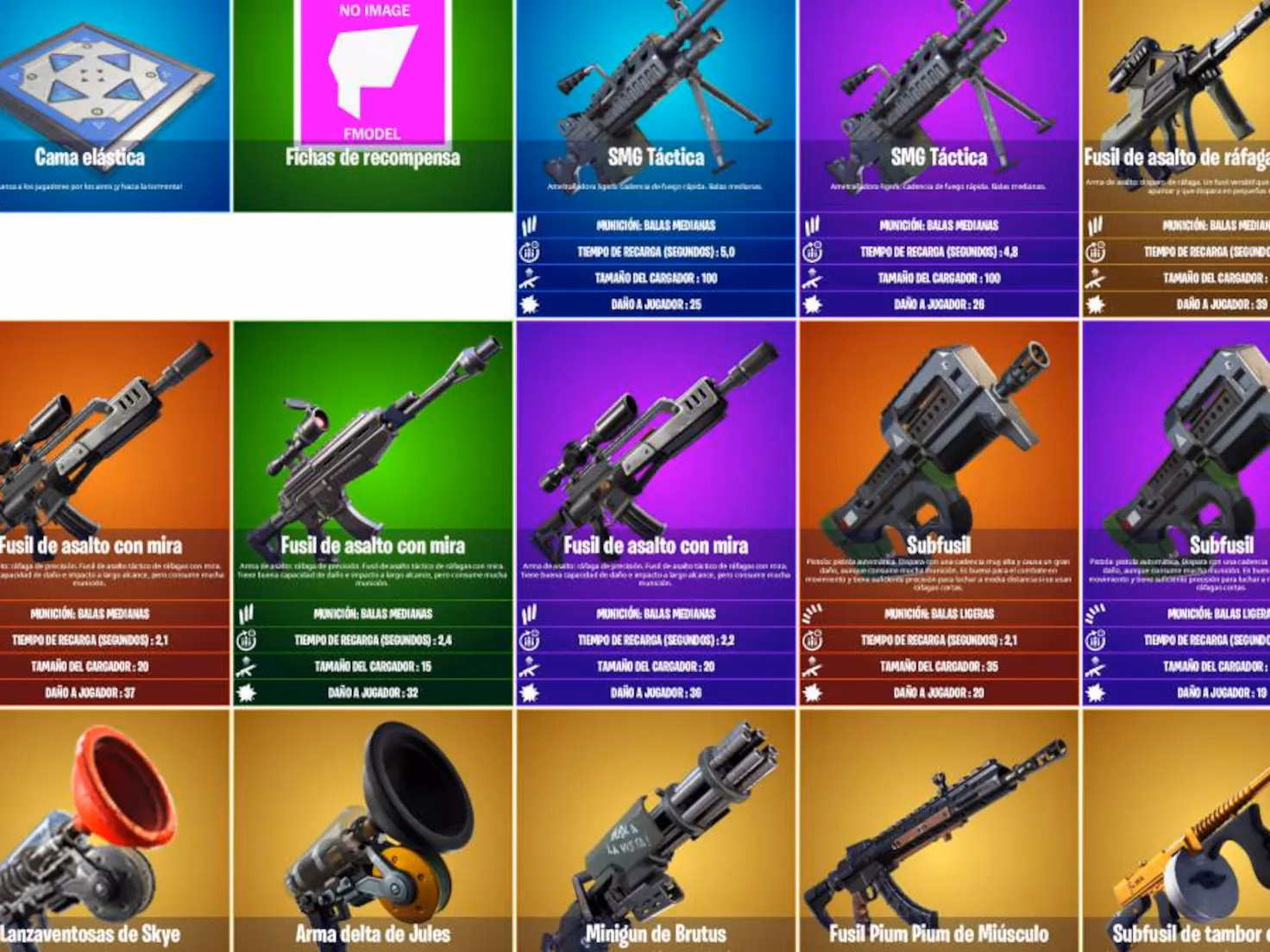 ¿Cuáles son los diferentes tipos de armas en Fortnite?
